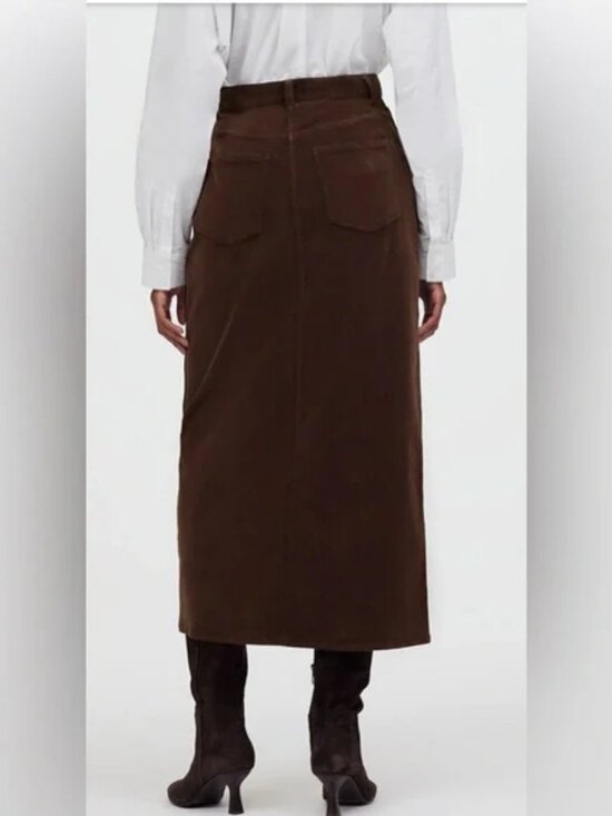Madewell Brown Corduroy Midi Skirt size 30 - Picture 2 of 7